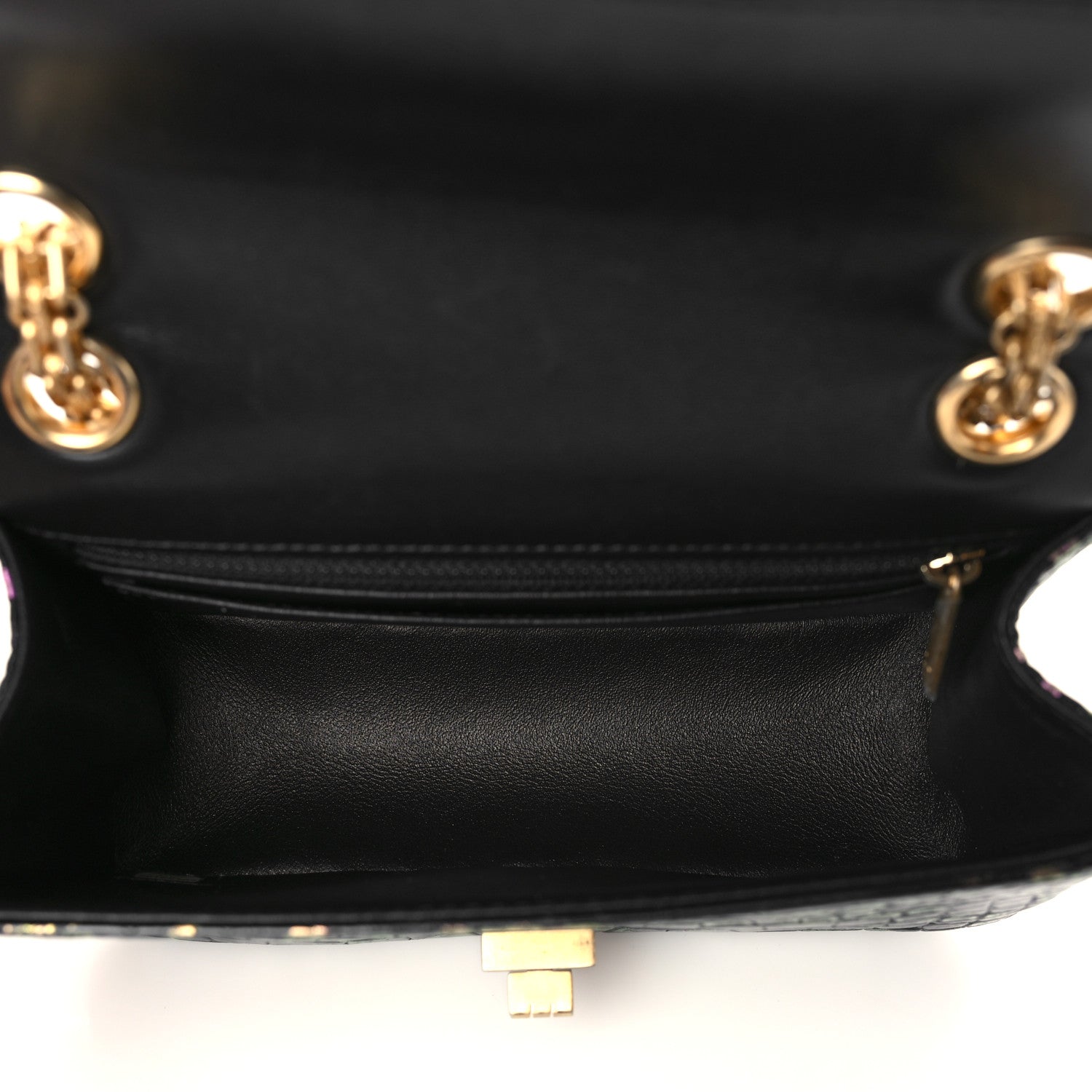 Chanel Calfskin Crocodile Embossed Graffiti 2.55 Mini Cocodile Reissue Flap Black Pink 6 of 10