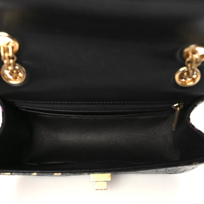 Chanel Calfskin Crocodile Embossed Graffiti 2.55 Mini Cocodile Reissue Flap Black Pink 6 of 10