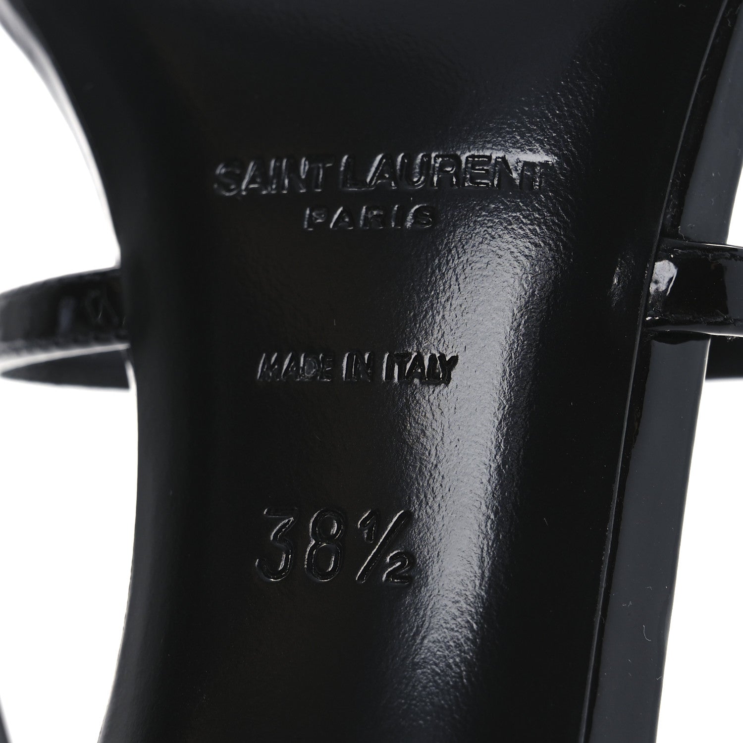 Saint Laurent Patent Cassandra 100 Ankle Strap Sandals 38.5 Black 8 of 13