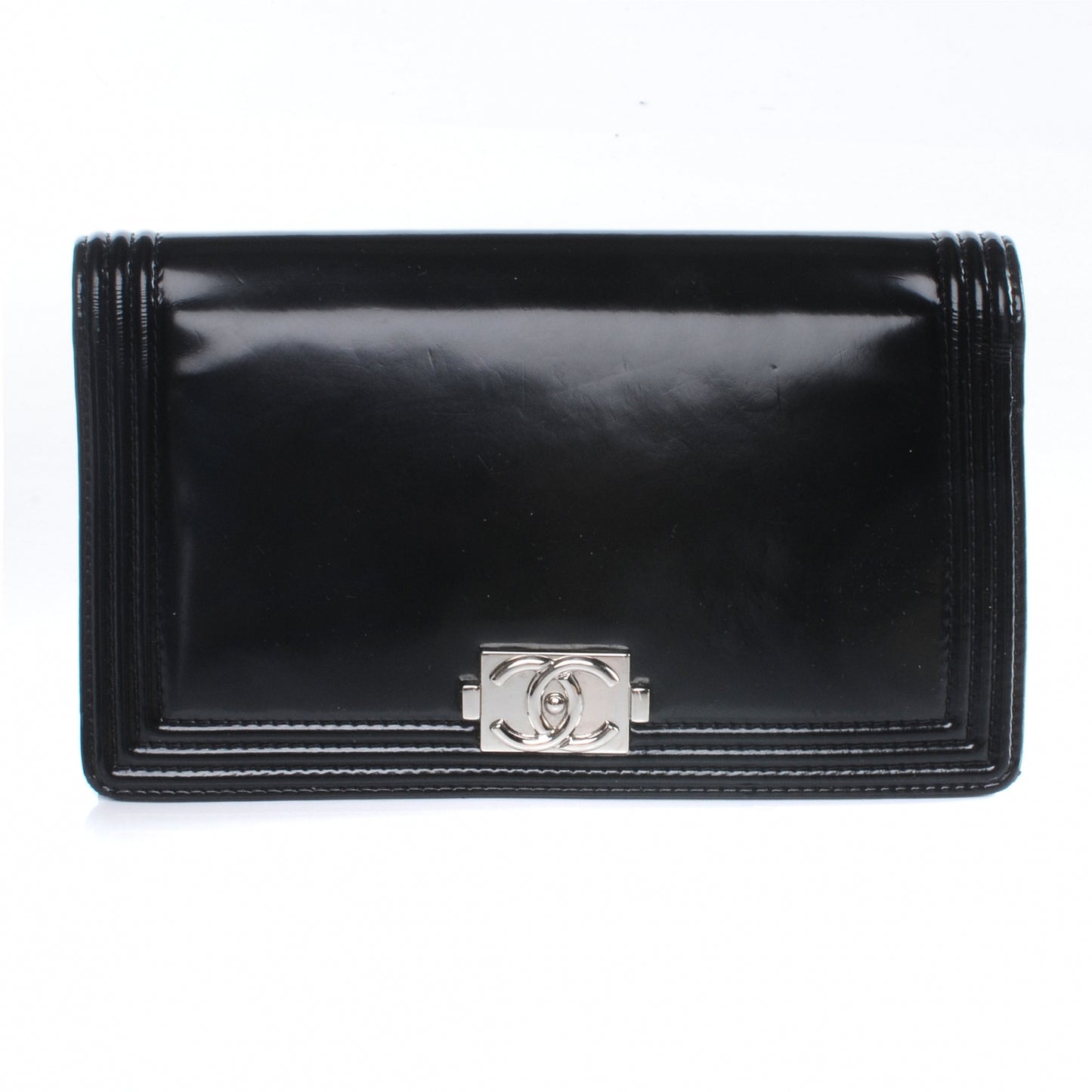 Glazed Calfskin Boy Yen Wallet Black