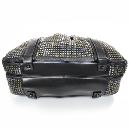 Burberry Prorsum Leather Studded Knight Satchel Black 3 of 10