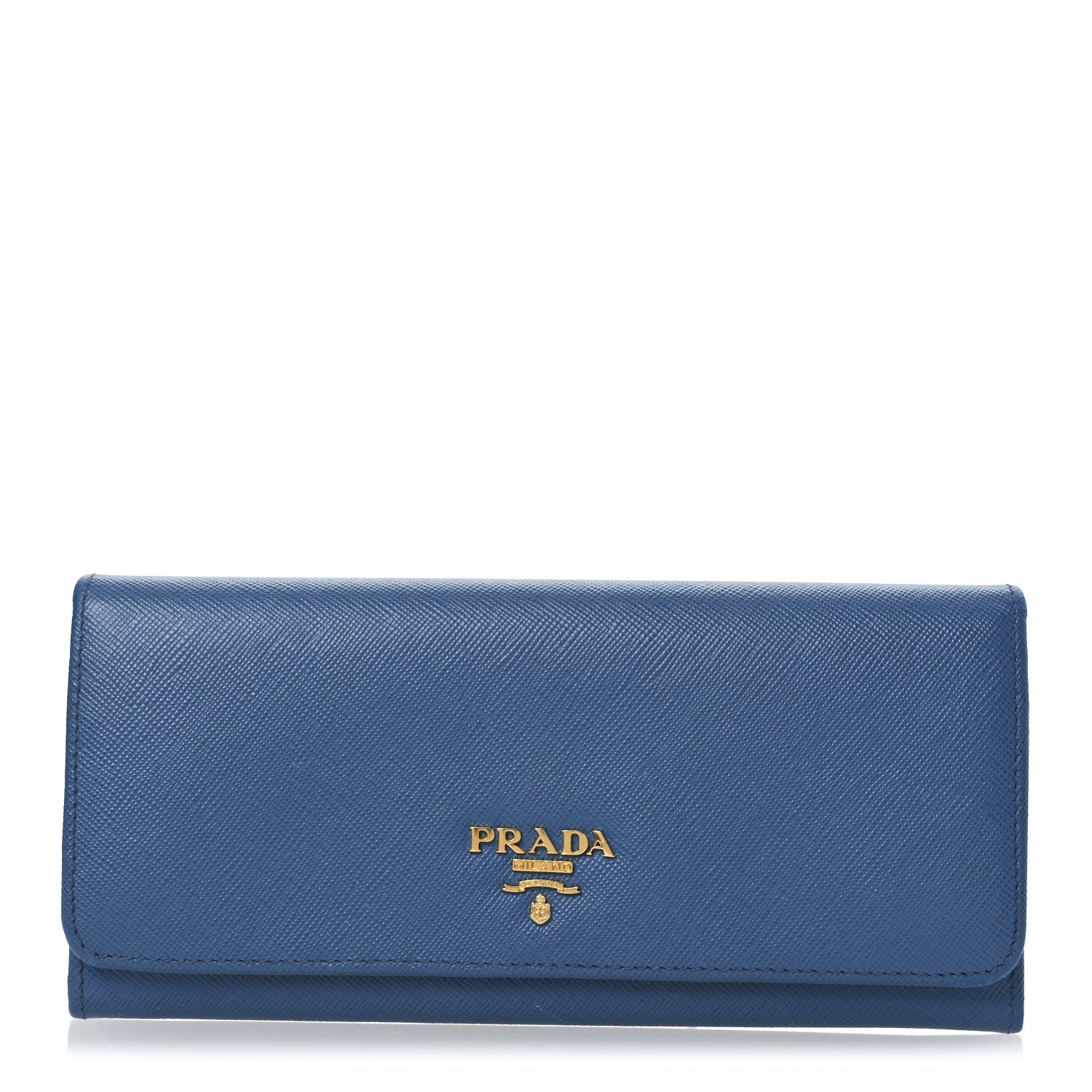 Prada Saffiano Metal Continental Flap Wallet Bleuette 1 of 9