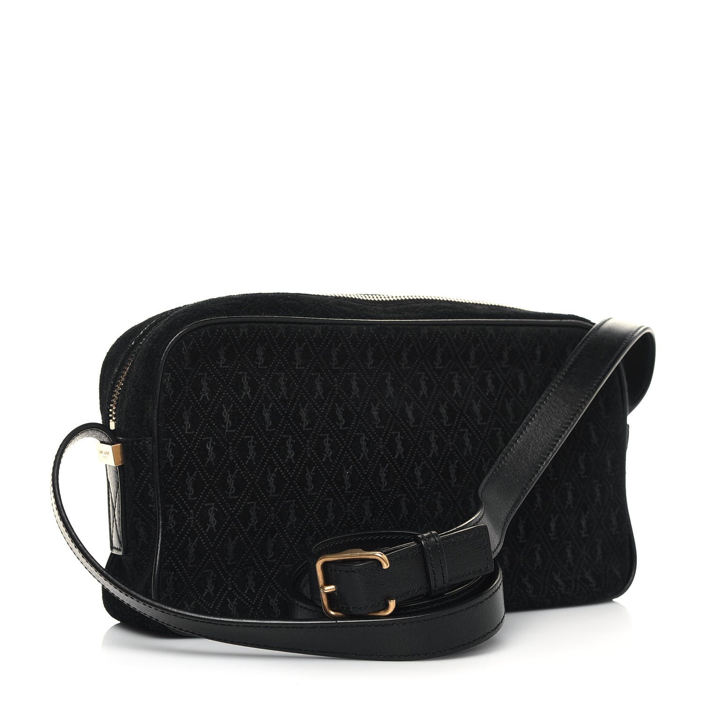 Suede Monogram All Over Camera Bag Black