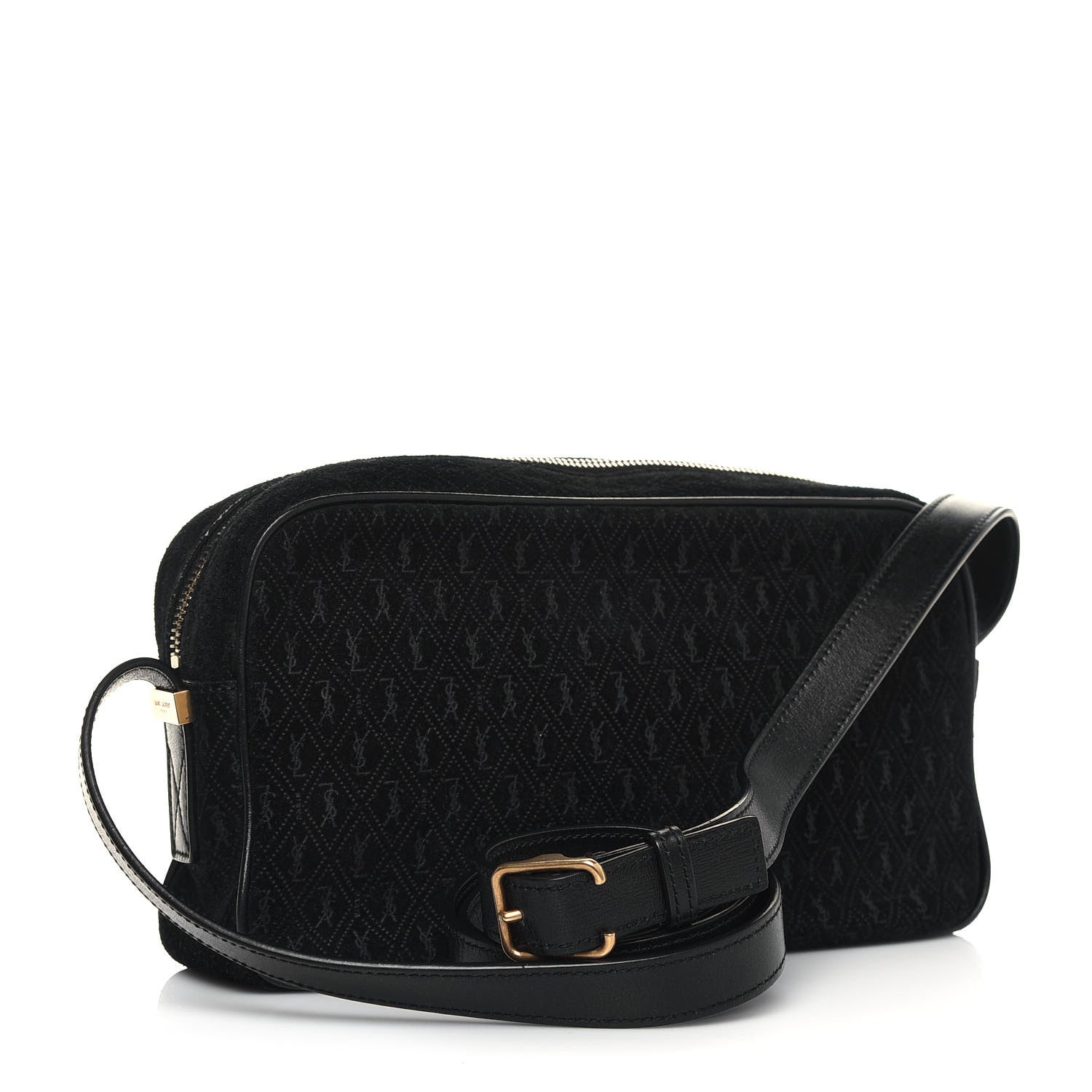 Saint Laurent Suede Monogram All Over Camera Bag Black 2 of 11