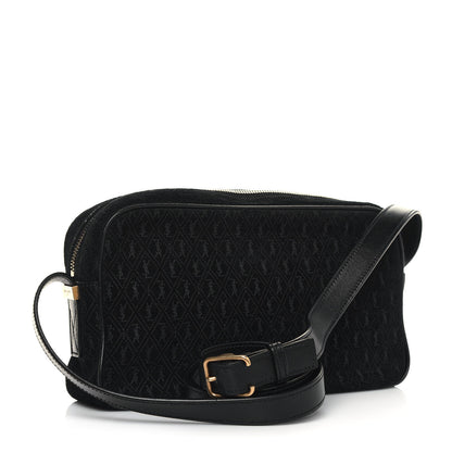 Saint Laurent Suede Monogram All Over Camera Bag Black 2 of 11