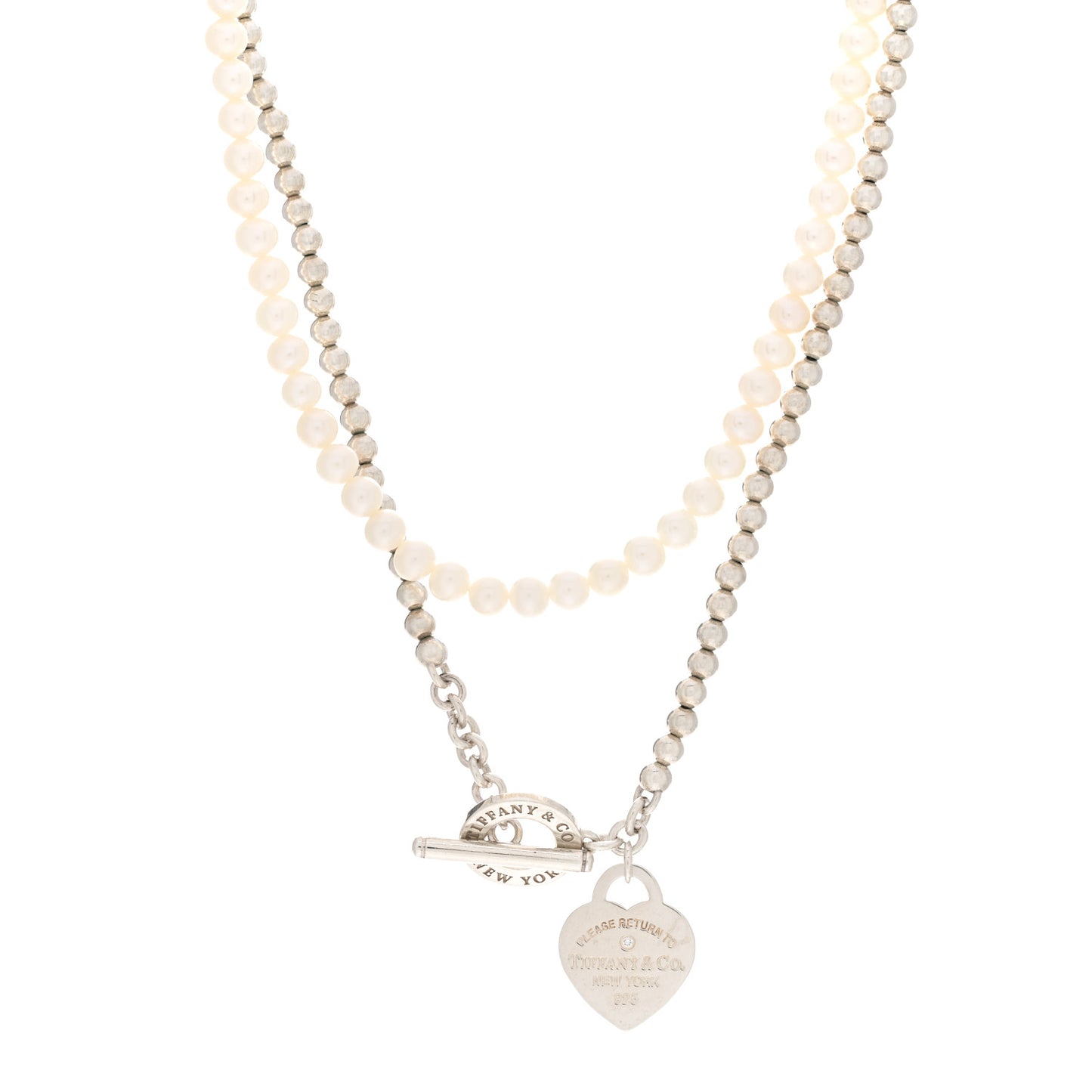 Sterling Silver Diamond Pearl Return to Tiffany Wrap Necklace