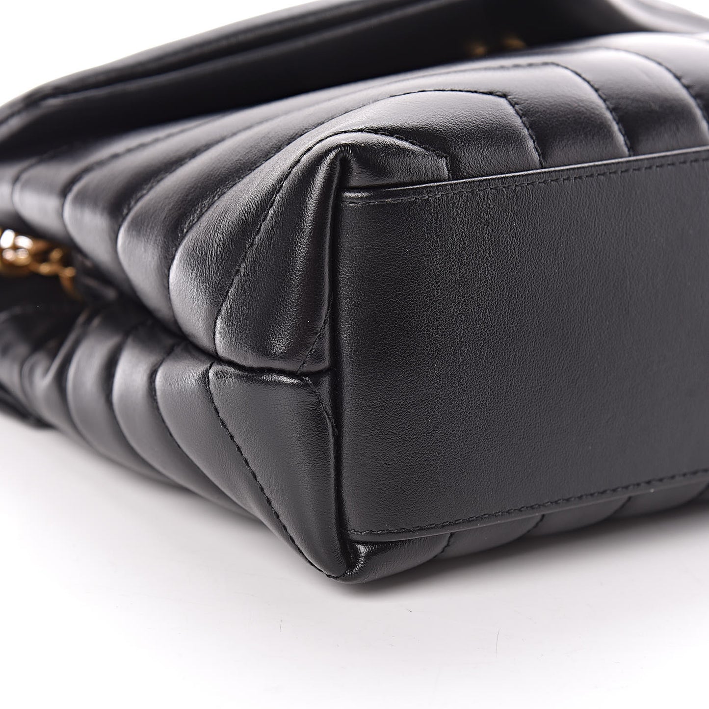 Calfskin Y Quilted Monogram Small Loulou Chain Satchel Black