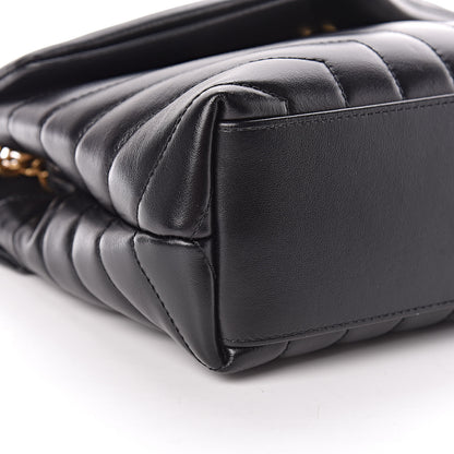 Saint Laurent Calfskin Y Quilted Monogram Small Loulou Chain Satchel Black 10 of 11