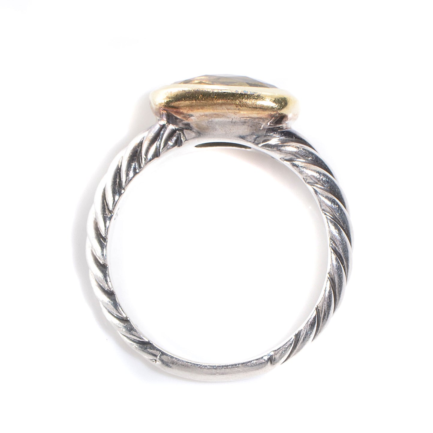 Sterling Silver 18k Yellow Gold Champagne Citrine 10mm Noblesse Ring 54 7