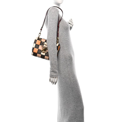 Louis Vuitton Calfskin Monogram Check Twist MM Beige White Orange 2 of 9