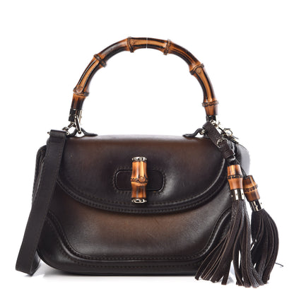 Gucci Saddle Soft Calfskin Sfumato Small New Bamboo Top Handle Bag Winter Leaf 1 of 14