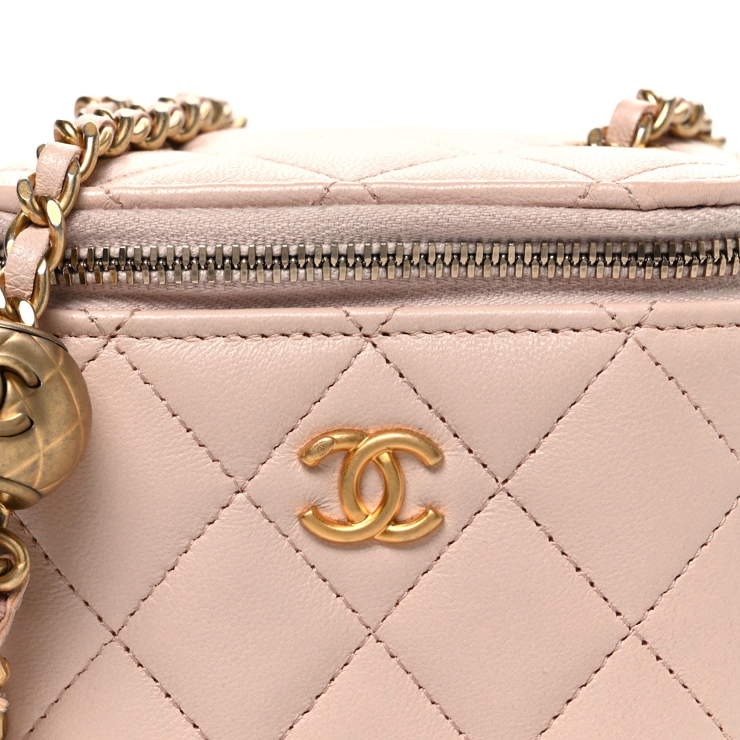 Chanel Lambskin Quilted Pearl Crush Mini Vanity Case With Chain