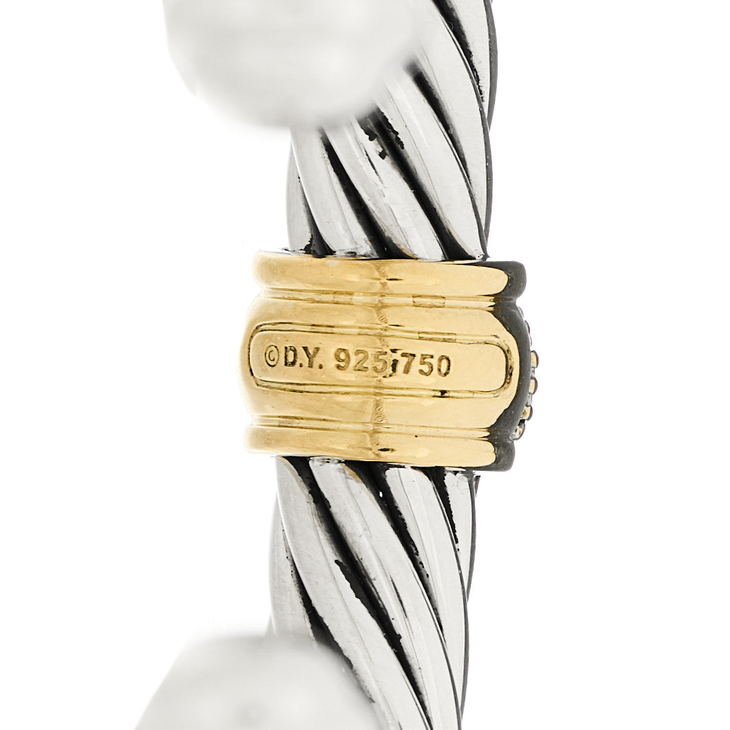 David Yurman Sterling Silver 18K Yellow Gold Diamond 7mm Cable Classics Station Bracelet 3 of 3