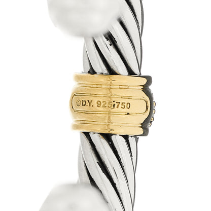 David Yurman Sterling Silver 18K Yellow Gold Diamond 7mm Cable Classics Station Bracelet 3 of 3
