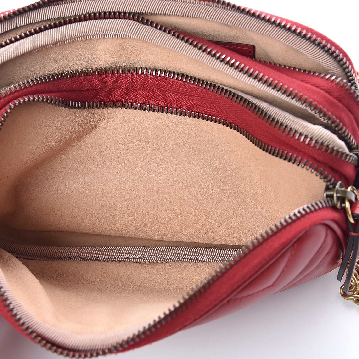Gucci Calfskin Matelasse Mini GG Marmont Chain Crossbody Bag Hibiscus Red 6 of 8