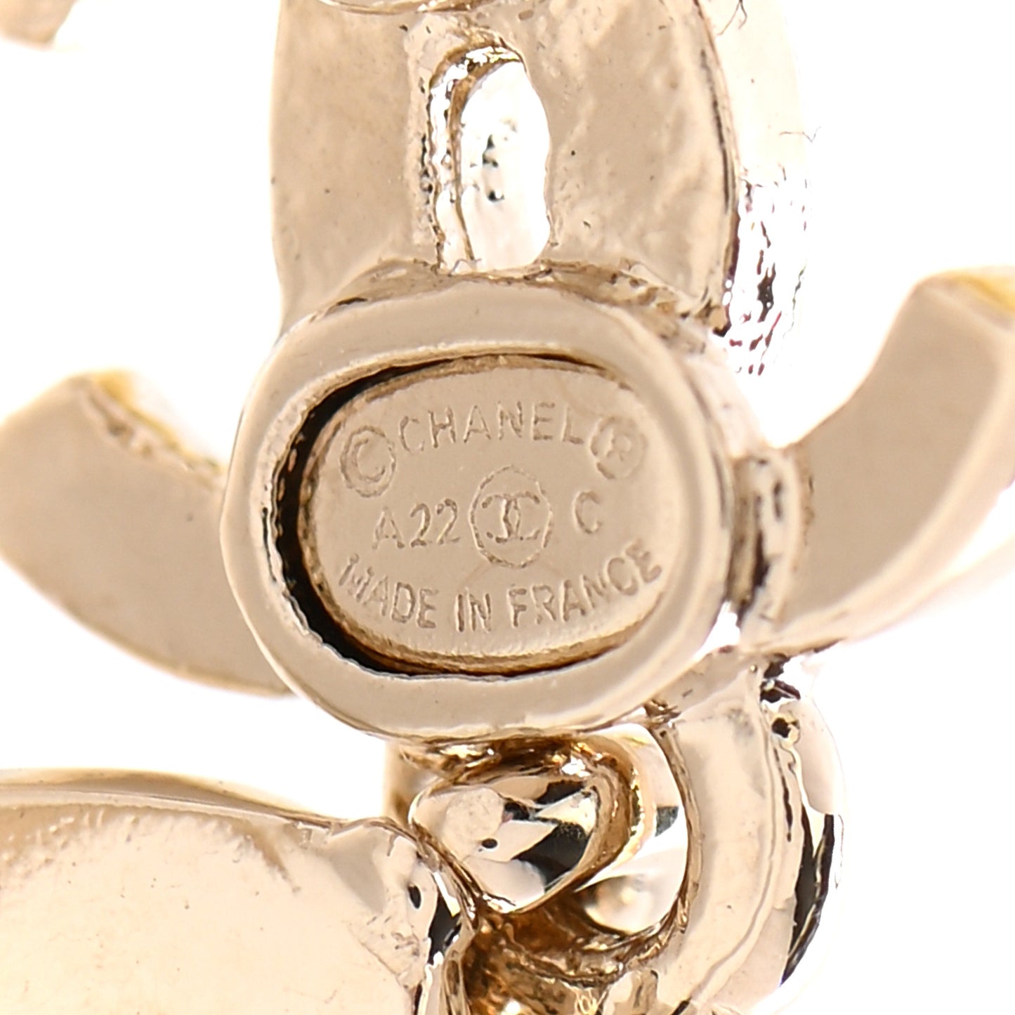 Crystal CC Tear Drop Earrings Gold