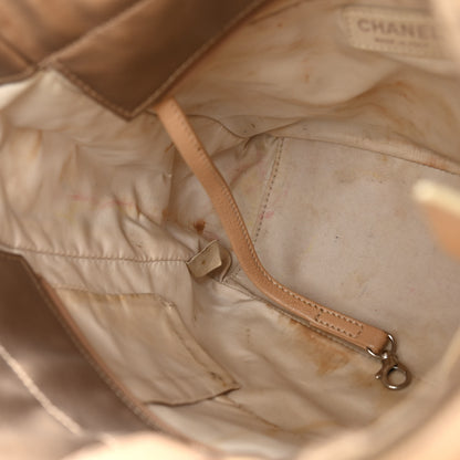 Chanel Metallic Coated Canvas Quilted Small Paris Biarritz Tote Gold 12 of 22