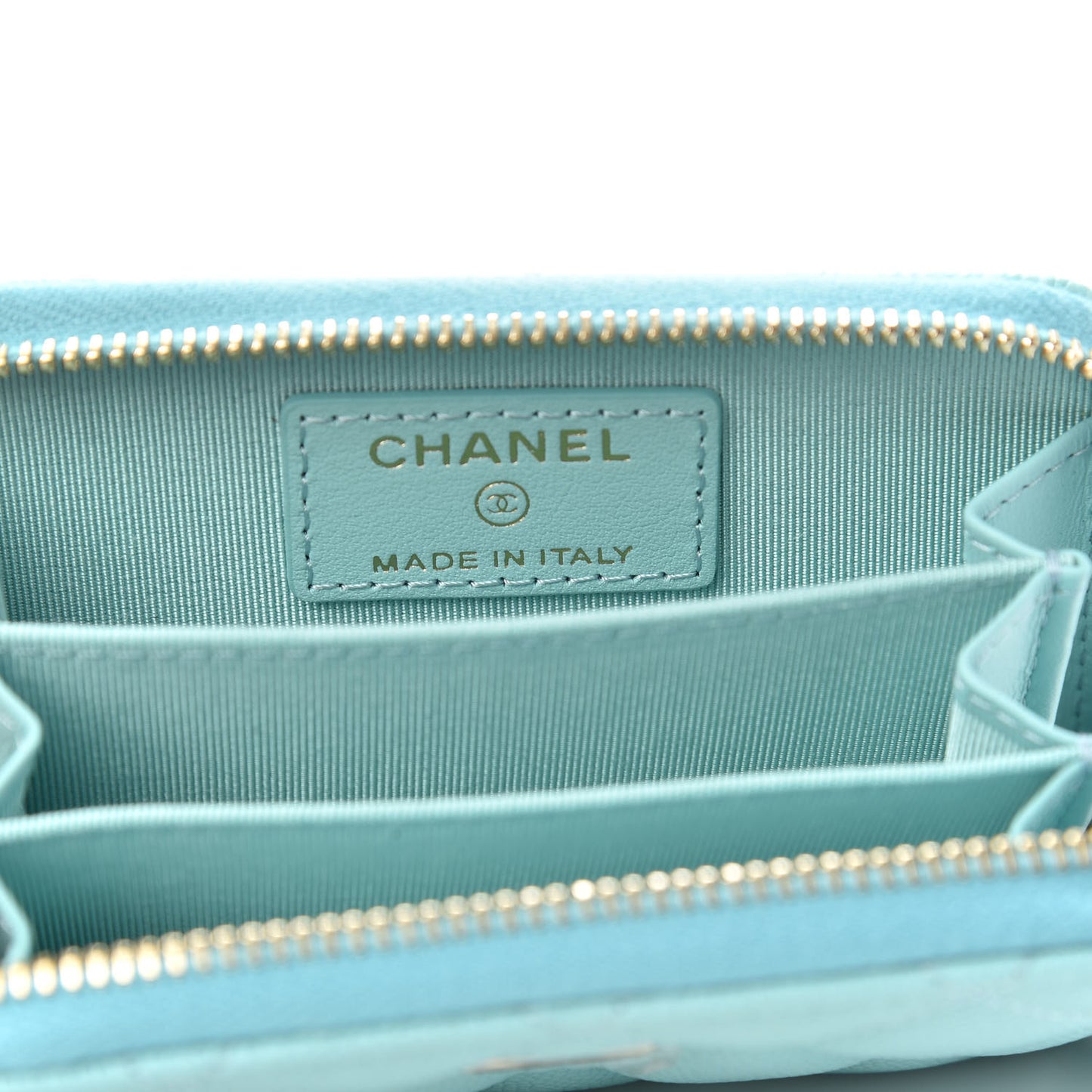 Caviar Quilted Zip Coin Purse Light Blue