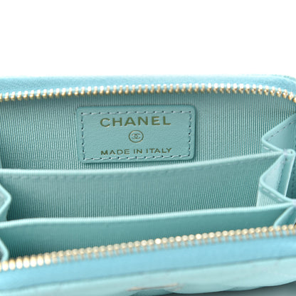 Chanel Caviar Quilted Zip Coin Purse Light Blue 6 of 8