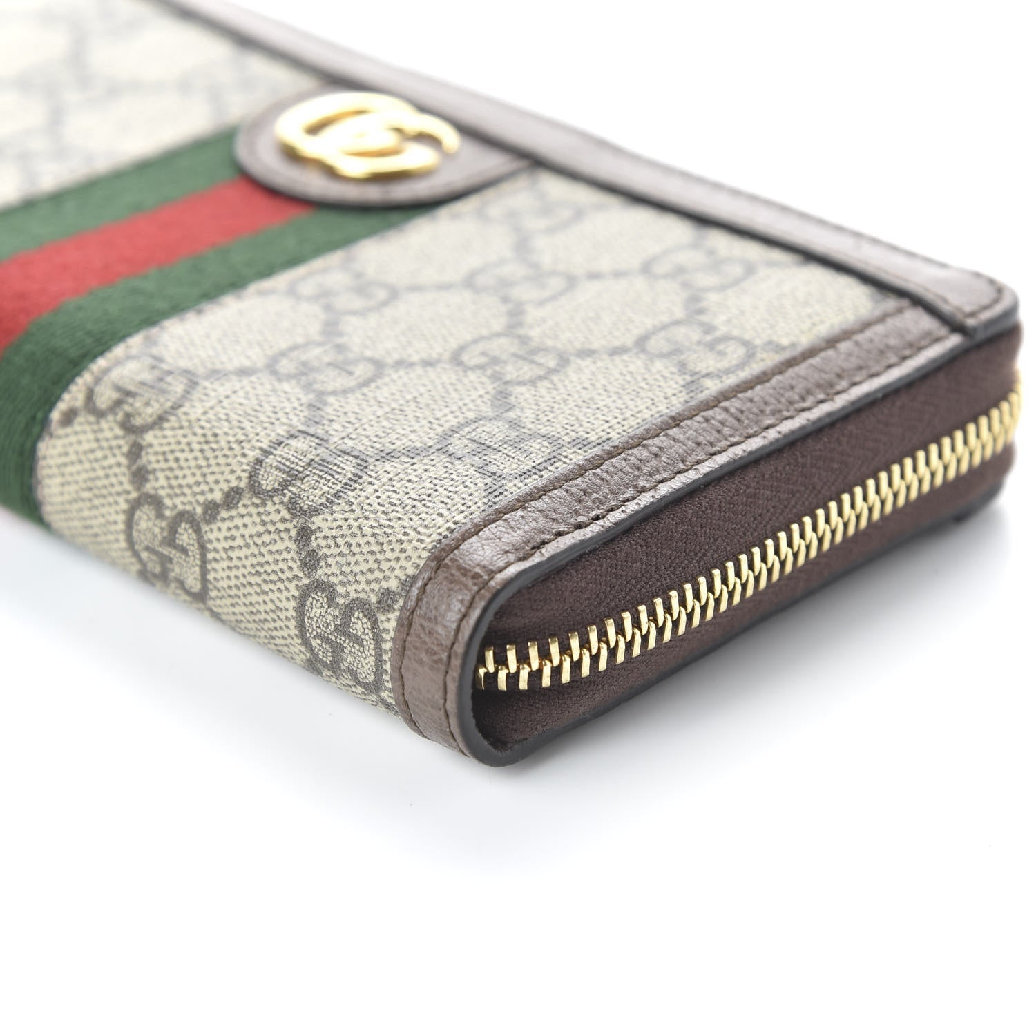 Gucci GG Supreme Monogram Web Ophidia Zip Around Wallet Brown 7 of 10