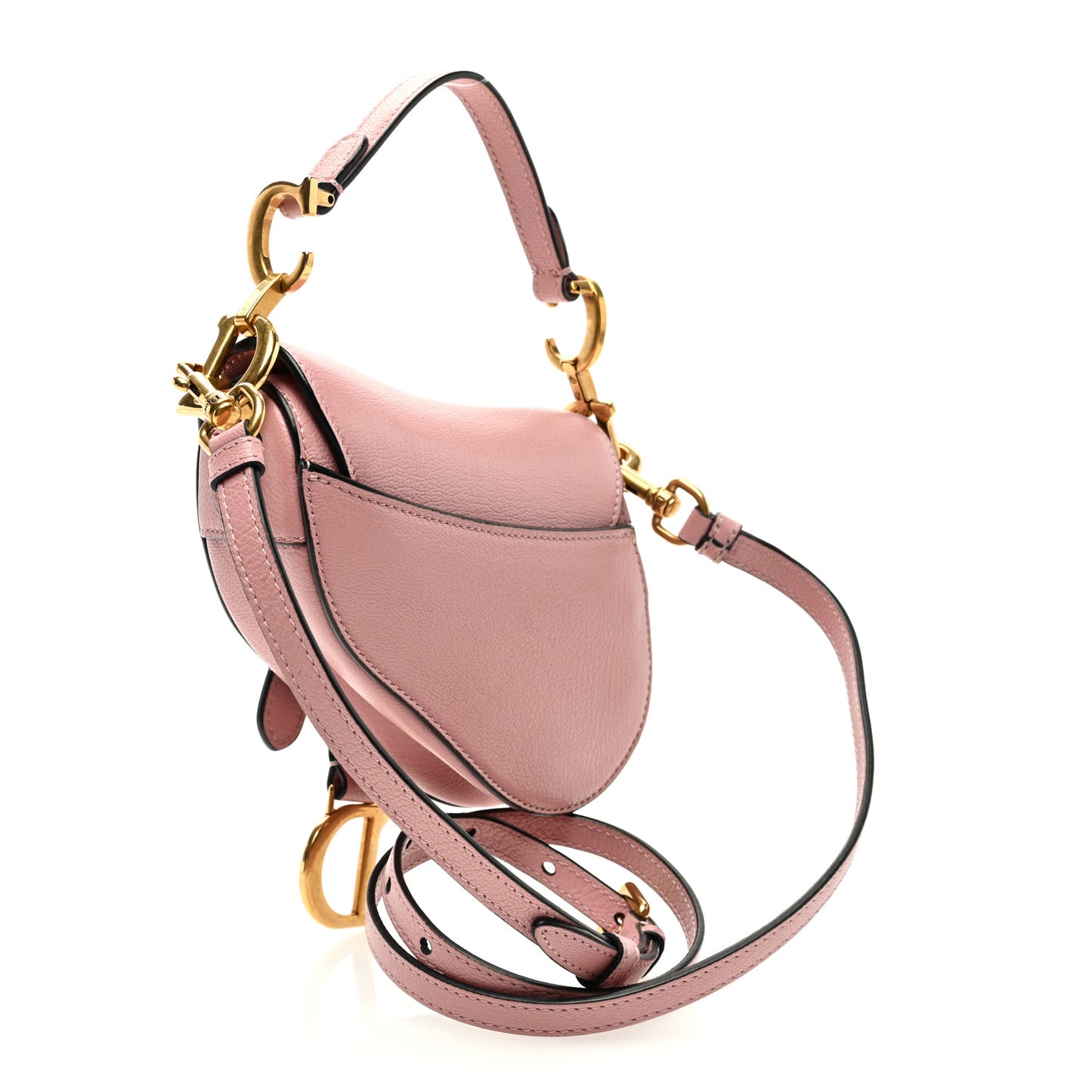 Goatskin Micro Saddle Bag With Strap Old Rose