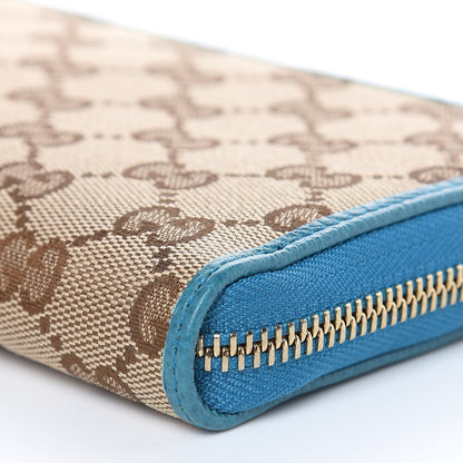 Gucci Monogram Dollar Calfskin Zip Around Wallet Beige Ebony Deep Cobalt 9 of 10