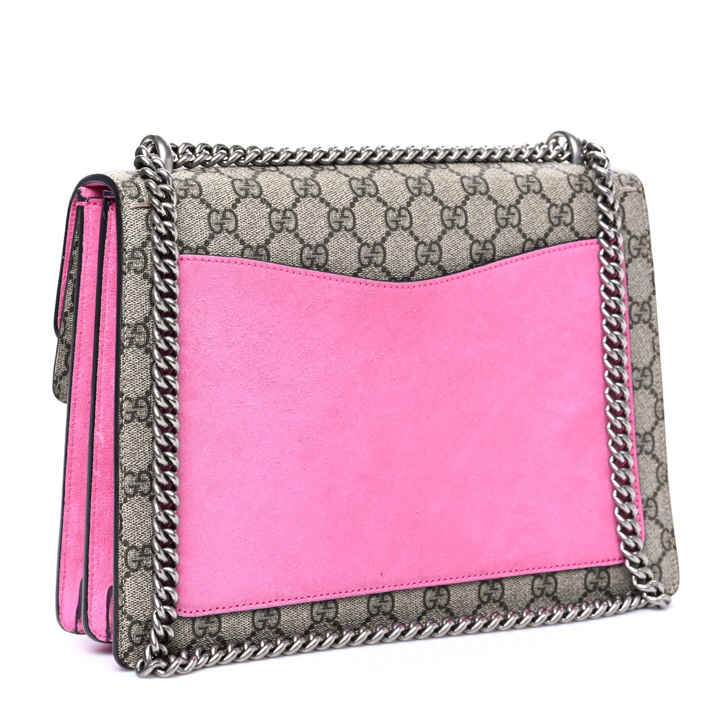 GG Supreme Monogram Suede Pierced Heart Embroidered Medium Dionysus Shoulder Bag Beige Ebony Pink Tropical Flower