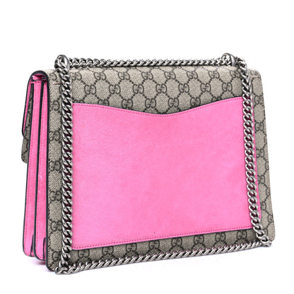 Gucci GG Supreme Monogram Suede Pierced Heart Embroidered Medium Dionysus Shoulder Bag Beige Ebony Pink Tropical Flower 3 of 12