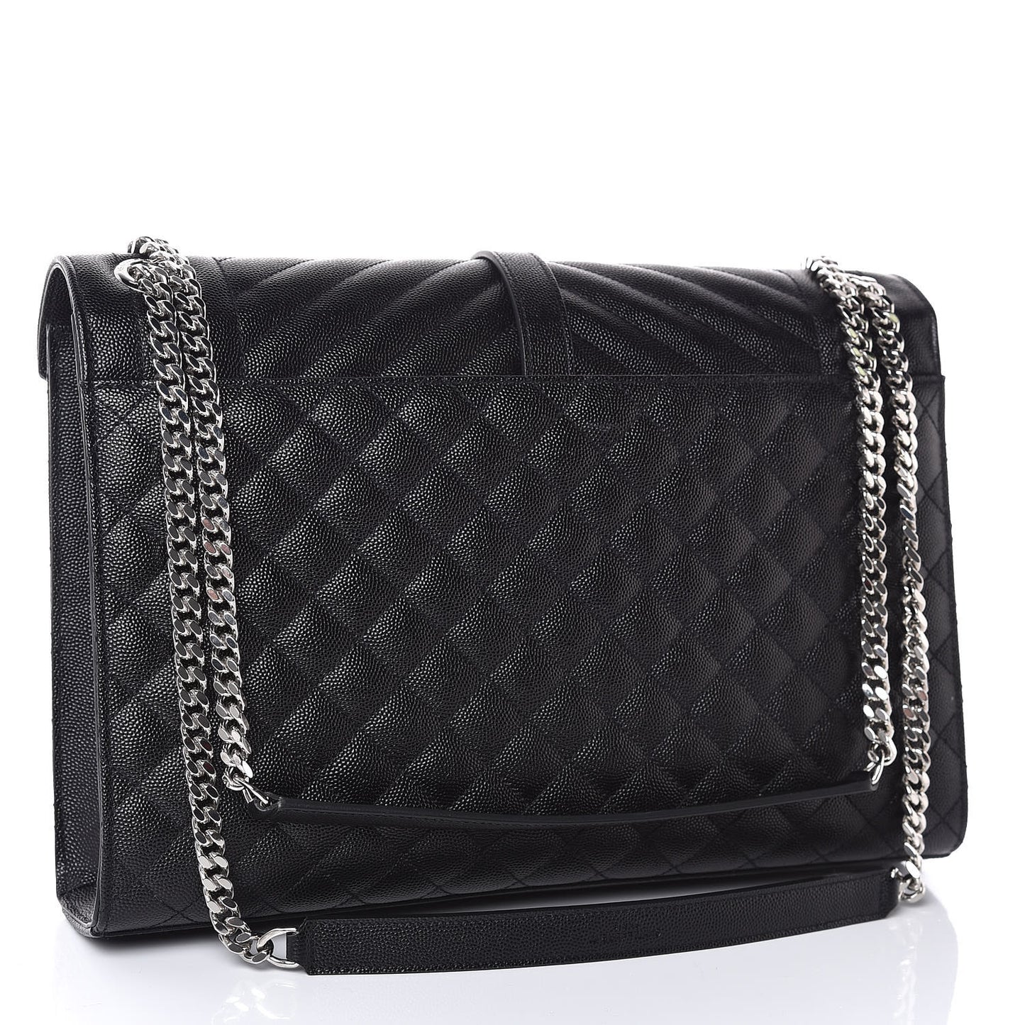 Grain De Poudre Textured Mixed Matelasse Large Triquilt Monogram Satchel Black