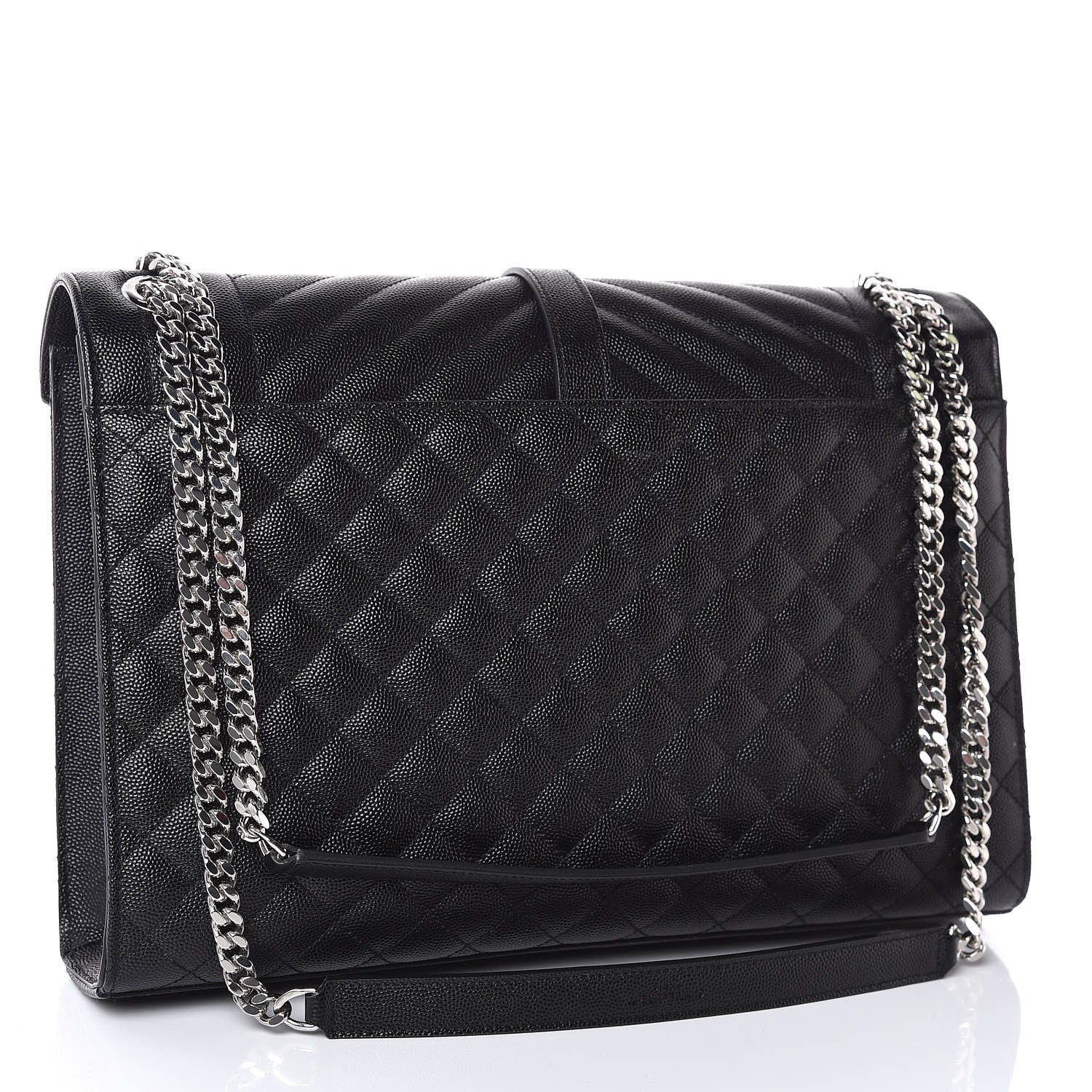 Saint Laurent Grain De Poudre Textured Mixed Matelasse Large Triquilt Monogram Satchel Black 3 of 7