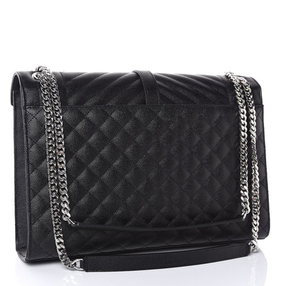 Saint Laurent Grain De Poudre Textured Mixed Matelasse Large Triquilt Monogram Satchel Black 3 of 7