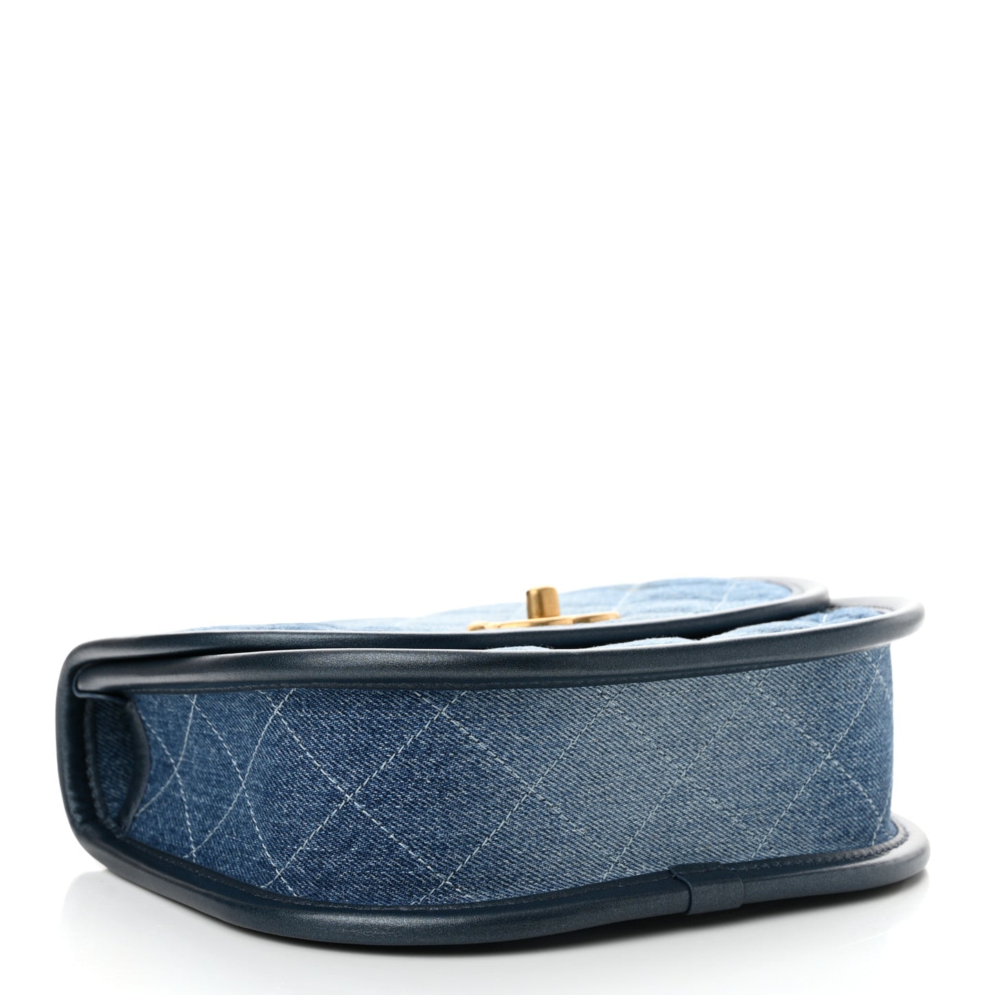 Washed Denim Quilted Small Messenger Flap Blue