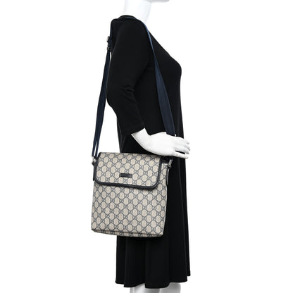 Gucci GG Plus Monogram Sellieria Calfskin Small Flap Messenger Bag Beige Blue 2 of 16