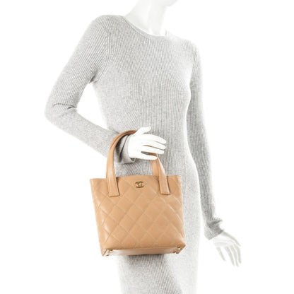 Chanel Calfskin Stitch Small Surpique Tote Beige 2 of 7