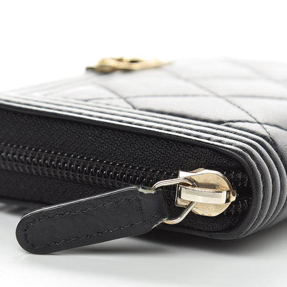 Chanel Lambskin Quilted Small Boy Zip Around Wallet Black 10 of 10
