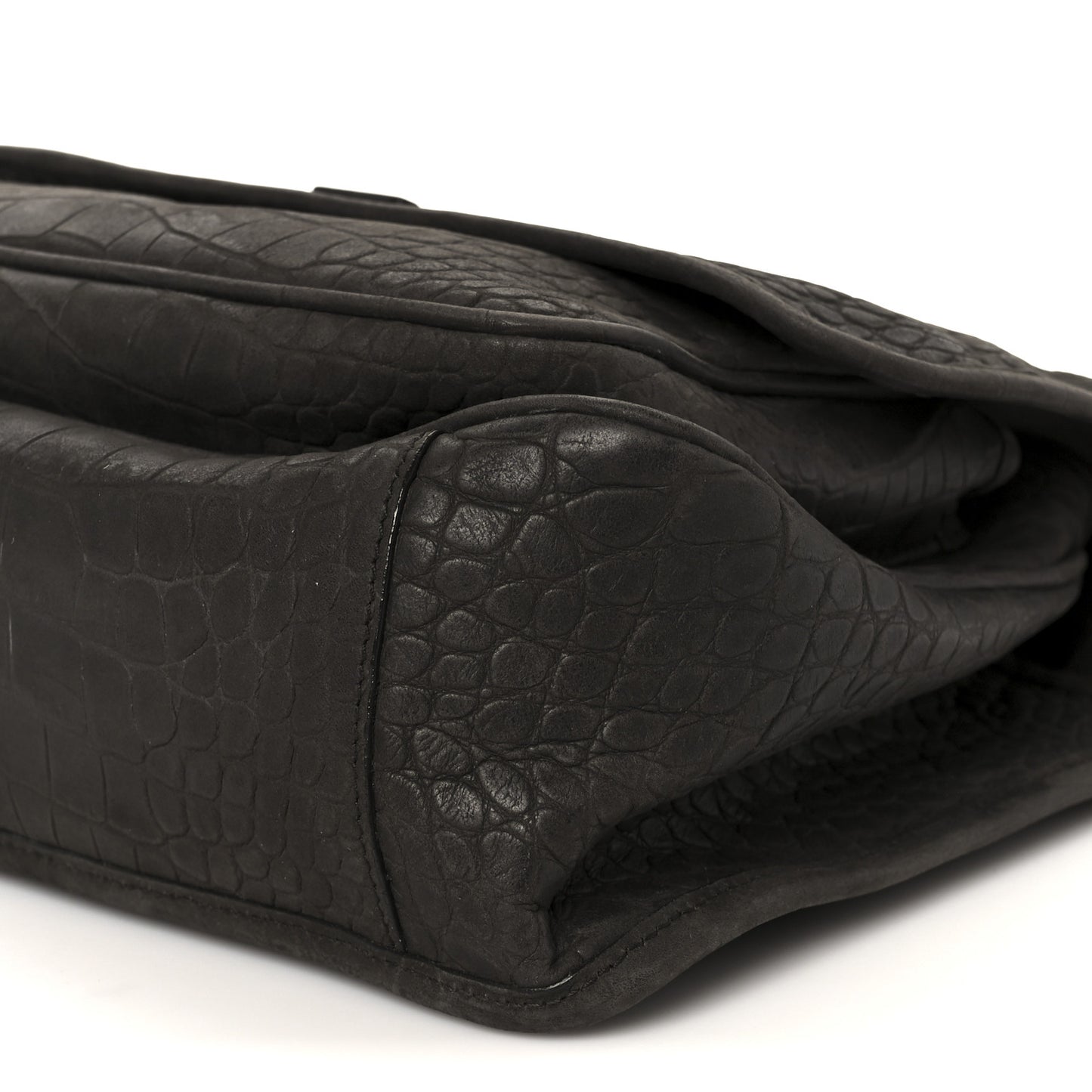Nubuck Crocodile Embossed Monogram Medium Niki Chain Satchel Wood