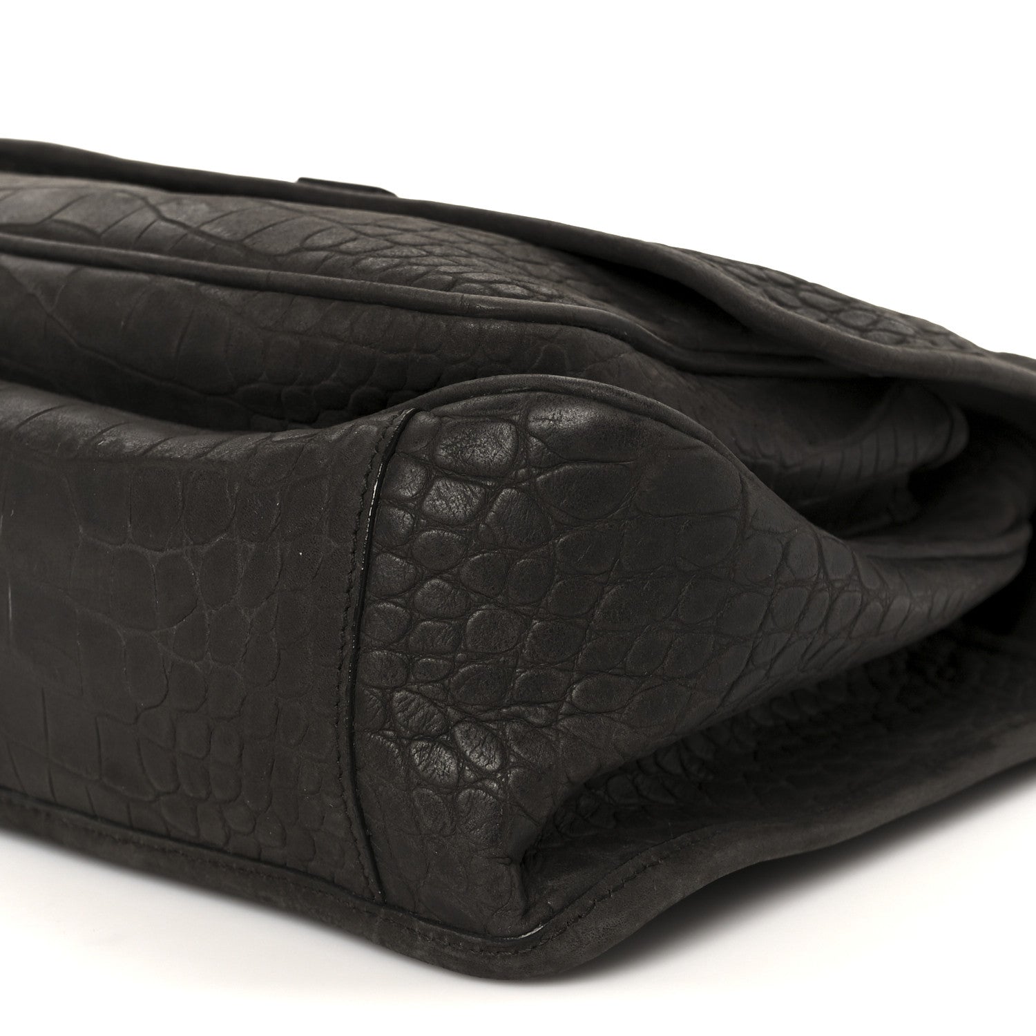 Saint Laurent Nubuck Crocodile Embossed Monogram Medium Niki Chain Satchel Wood 10 of 11