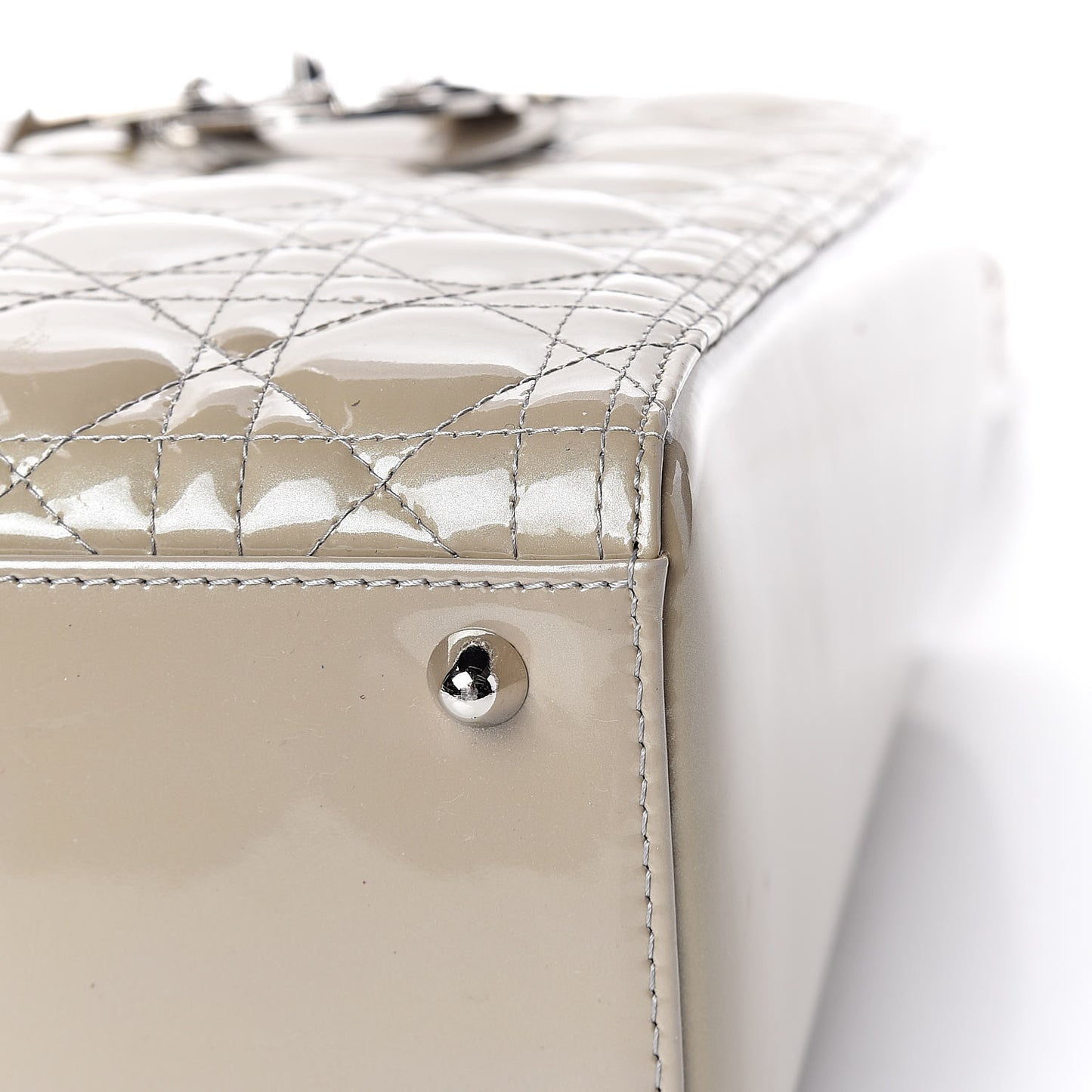 Patent Cannage Large Lady Dior Beige
