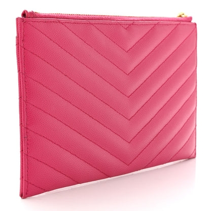 Saint Laurent Grain De Poudre Chevron Monogram Bill Pouch Fresh Fuxia 3 of 9
