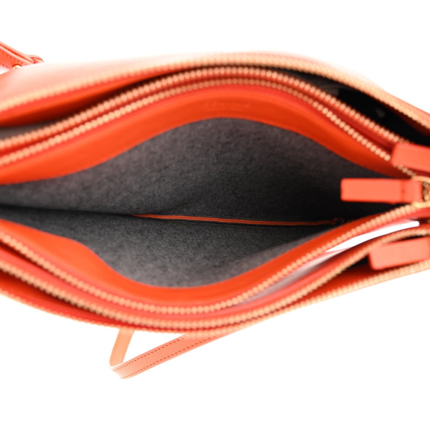 Celine Lambskin Large Trio Crossbody Bag Orange 6 of 15