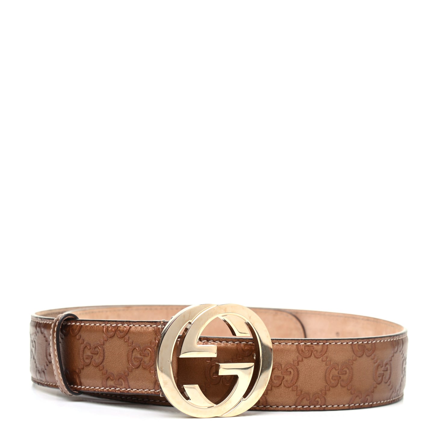 Guccissima Interlocking G Belt 90 36 Cognac Brown