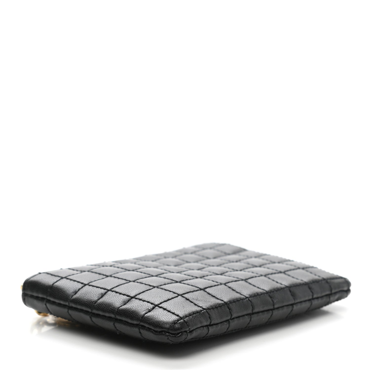 Celine Calfskin Quilted C Charm Coin Card Pouch Black 4 of 9