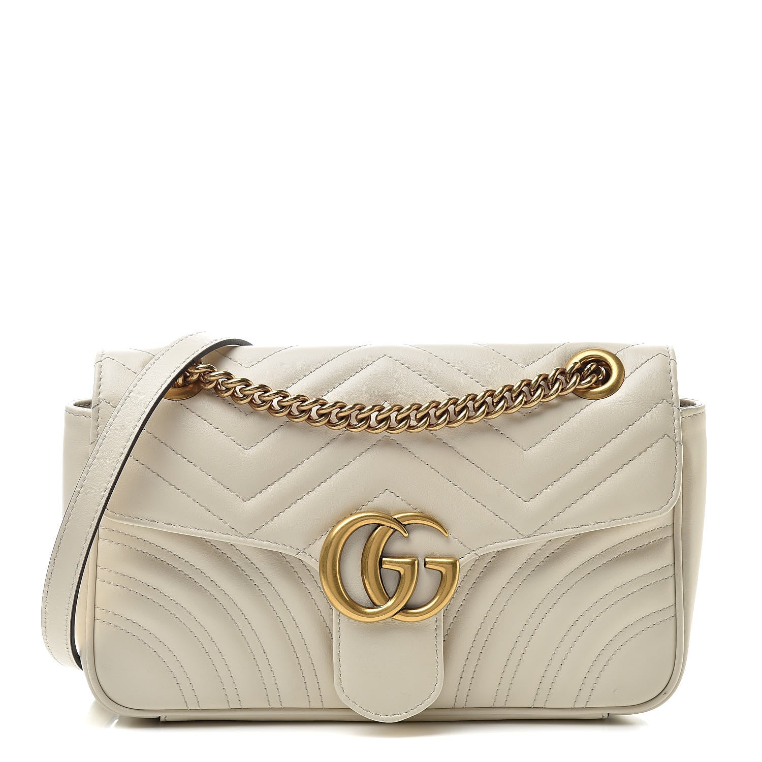 Gucci Calfskin Matelasse Small GG Marmont Shoulder Bag White 1 of 11