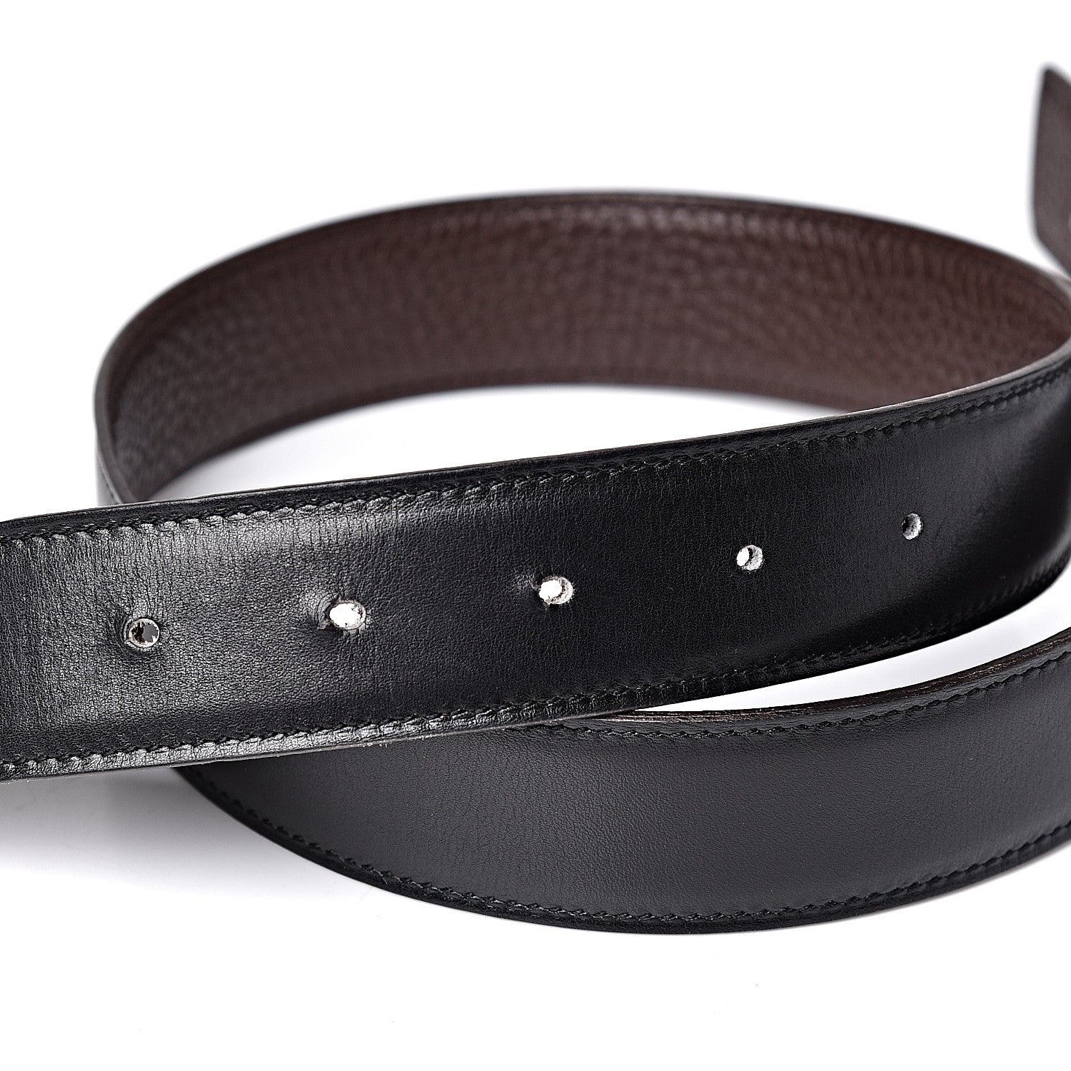 Hermes Box Taurillon Clemence 32mm Guilloche H Belt 70 Black Chocolate 4 of 6