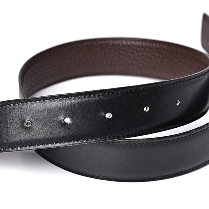 Hermes Box Taurillon Clemence 32mm Guilloche H Belt 70 Black Chocolate 4 of 6