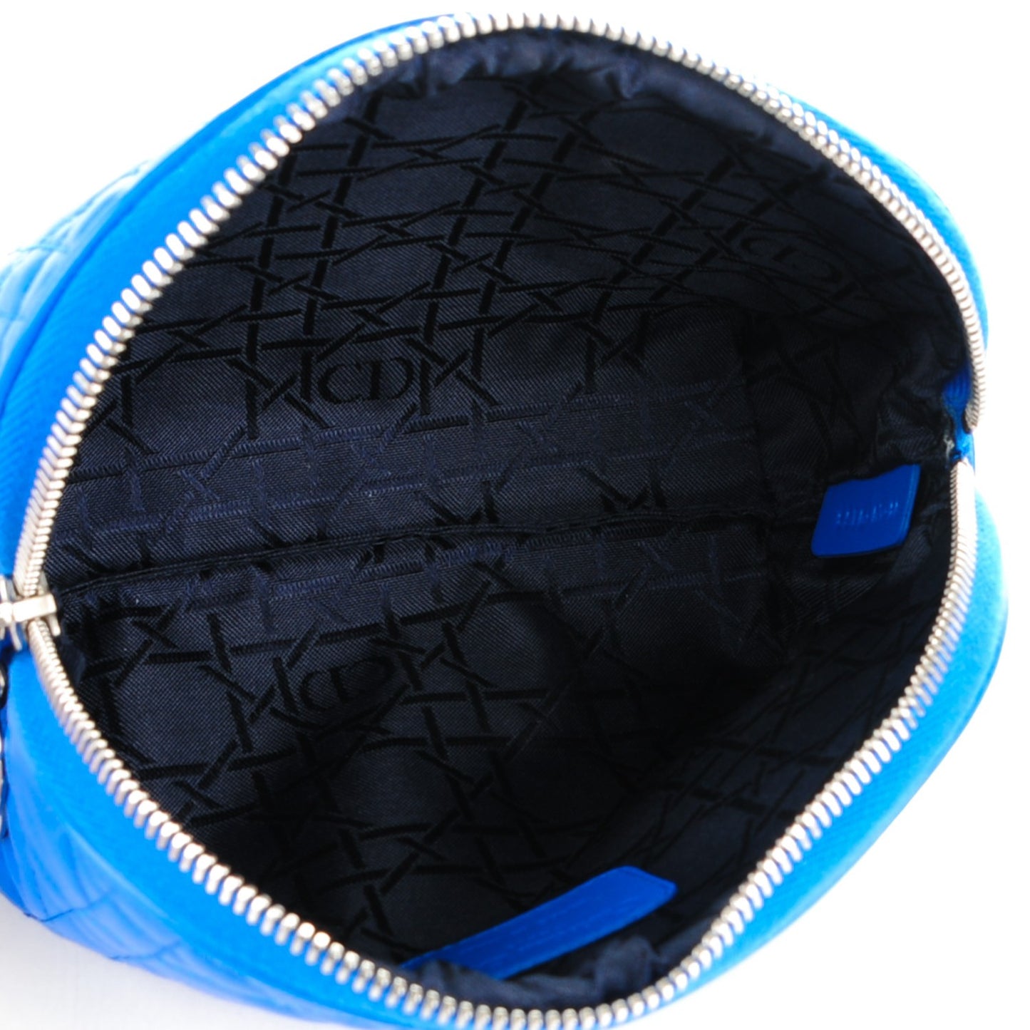 Lambskin Cannage Cosmetic Case Blue Persan