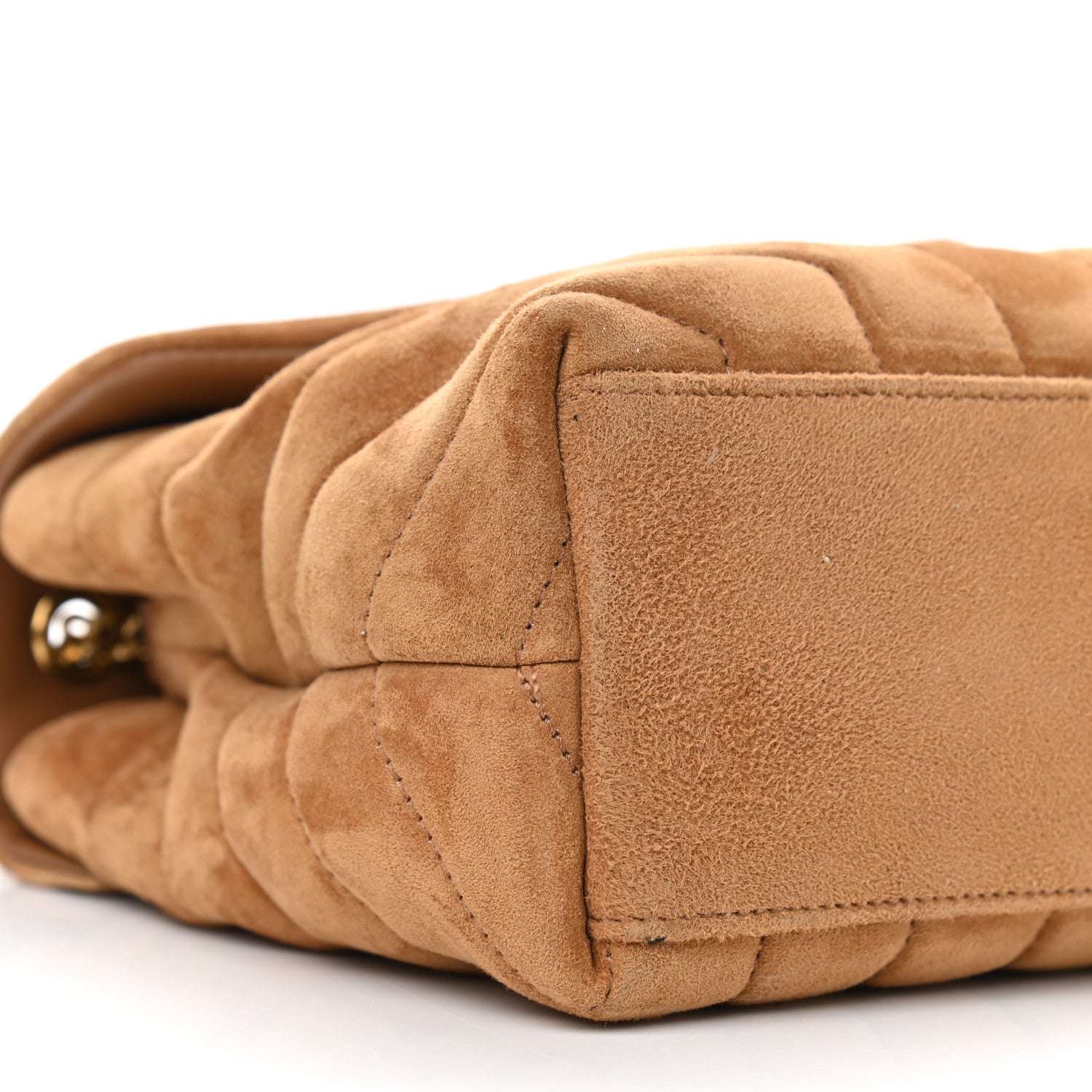 Saint Laurent Suede Calfskin Y Quilted Monogram Small Loulou Chain Satchel Cinnamon 9 of 12