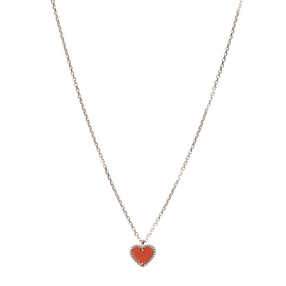 Van Cleef & Arpels 18K Rose Gold Carnelian Sweet Alhambra Heart Pendant Necklace 1 of 7