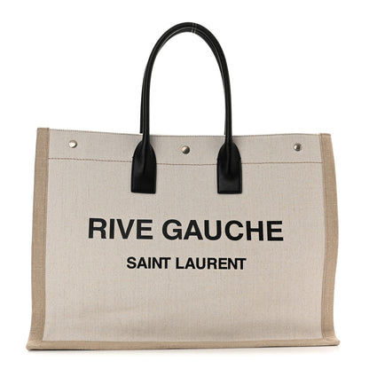 Saint Laurent Linen Calfskin Rive Gauche Tote Optic White 1 of 10