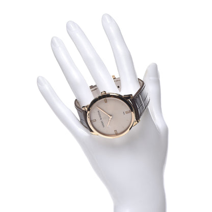 Harry Winston 18K Rose Gold Alligator Diamond 39mm Midnight Quartz Watch Champagne Sunray 2 of 10
